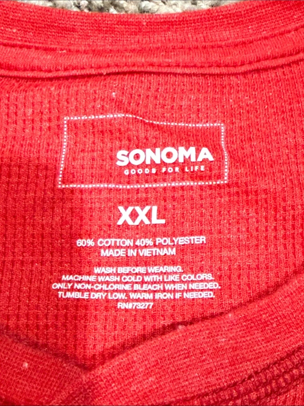 Sonoma Red Long-Sleeve Henley Shirt Mens (XXL)
